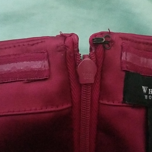 Satin maroon dark red strapless dress with bow - Picture 8 of 8